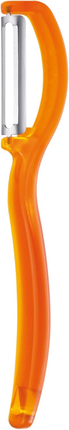 Swivel Peeler, Orange - Stainless Steel Straight Twin Blade - Peels Hard-Skinned Fruits & Vegetables - Lightweight Handle - Dishwasher Safe - Made in Germany