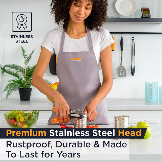 Deiss PRO Hand Held Can Opener – Smooth Edge Can Opener Manual & Bottle Opener, Heavy Duty Stainless Steel Can Openers, Effortless Turn Knob, Sharp Blade for Easy Cutting, Non-Slip Ergonomic Handle