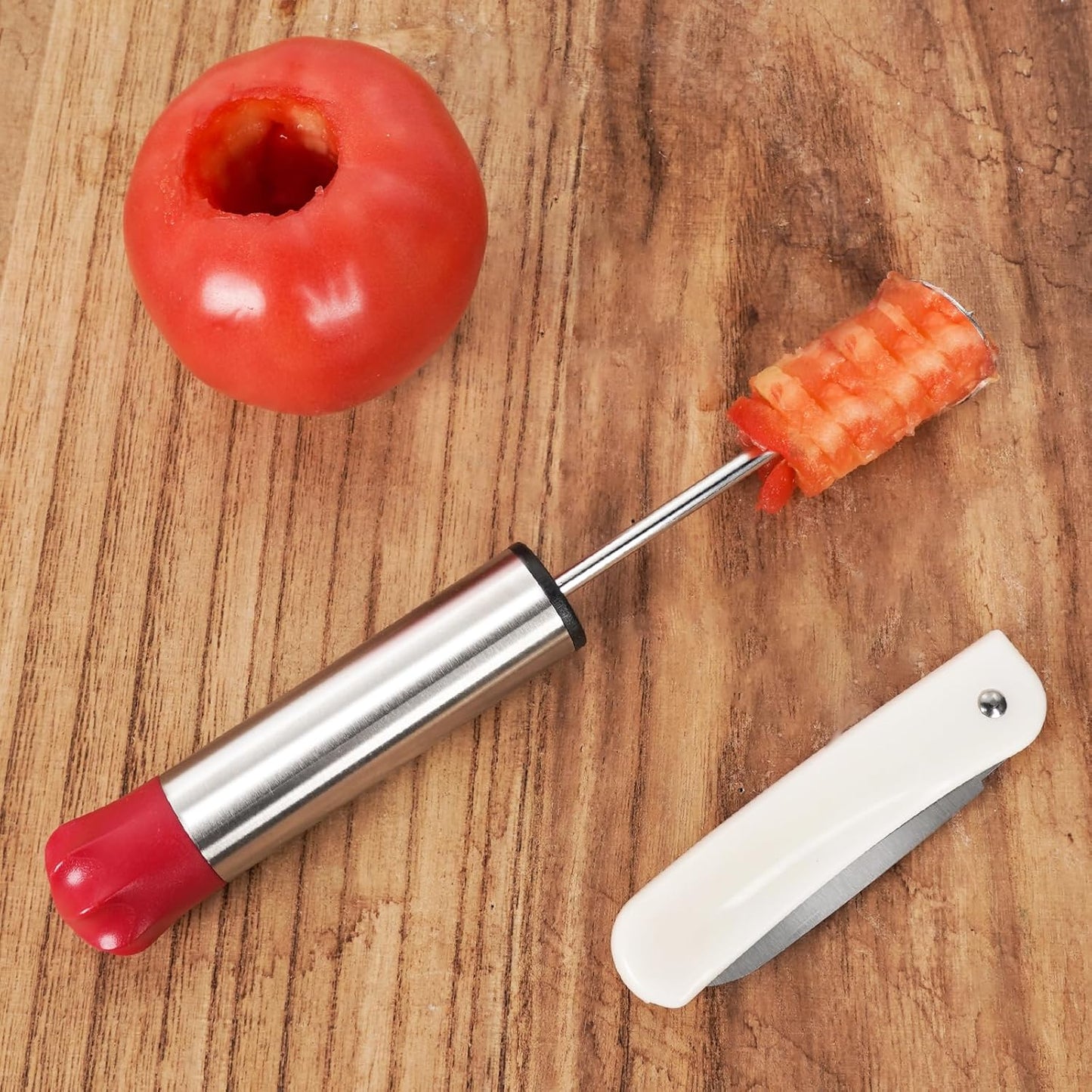 Multi-Purpose Veggie Drill - 4 Sizes Vegetable Corer Tool | Zucchini Corer & All-in-One Vegetable Corer for Potatoes, Carrots | Ergonomic Anti-Slip Handle