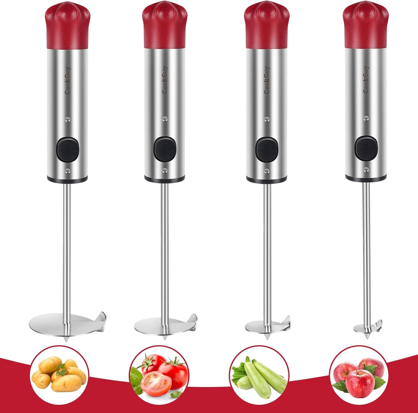 Multi-Purpose Veggie Drill - 4 Sizes Vegetable Corer Tool | Zucchini Corer & All-in-One Vegetable Corer for Potatoes, Carrots | Ergonomic Anti-Slip Handle