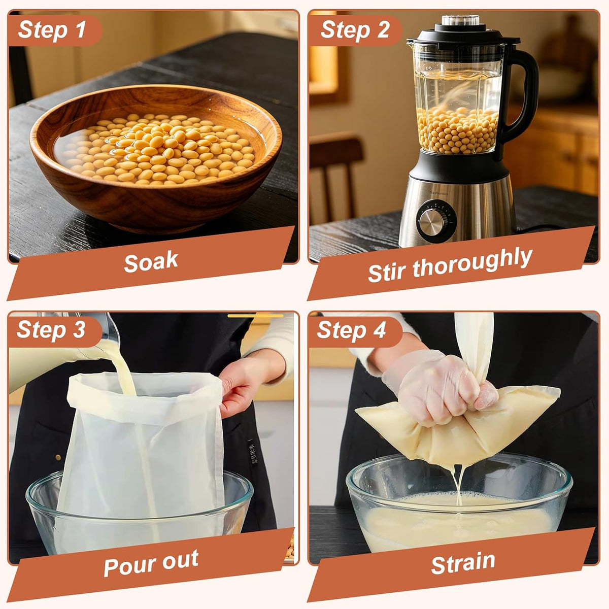 6 Pcs Nut Milk Bag 12 x 8 Inch Nut Bag Strainer 200 Mesh