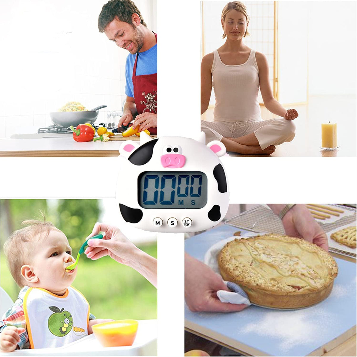 Kitchen Timer, Cute Cartoon Animal Countdown, Digital Cooking Timer with Magnetic, LCD Large-Screen Visual Clock, Hangable Alarm Clock with Stand，for Cooking Bake Sport Game (Timer-XG)