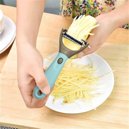 Peeler Set of 3, Julienne Y Shaped Vegetable Peeler, CookTaitai Y Shaped Potato Peelers – Stainless Steel Veggie and Fruit Trio Peeler Set of 3 (Blue)
