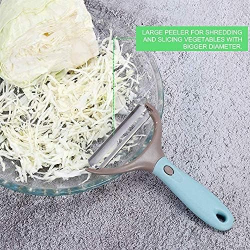 Peeler Set of 3, Julienne Y Shaped Vegetable Peeler, CookTaitai Y Shaped Potato Peelers – Stainless Steel Veggie and Fruit Trio Peeler Set of 3 (Blue)