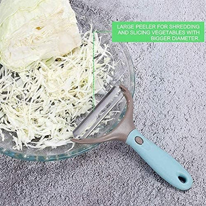Peeler Set of 3, Julienne Y Shaped Vegetable Peeler, CookTaitai Y Shaped Potato Peelers – Stainless Steel Veggie and Fruit Trio Peeler Set of 3 (Blue)