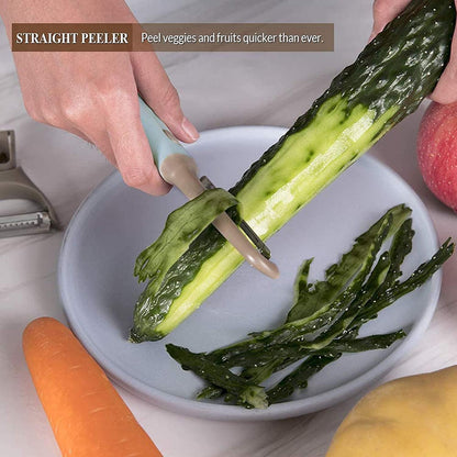 Peeler Set of 3, Julienne Y Shaped Vegetable Peeler, CookTaitai Y Shaped Potato Peelers – Stainless Steel Veggie and Fruit Trio Peeler Set of 3 (Blue)