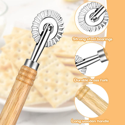 Pastry Cutter Wheel, Professional Pasta Maker Cutter Wheel with Roller, Zinc Alloy Dumpling Lace Dough Noodle Ravioli Pizza Making Cutter for Kitchen