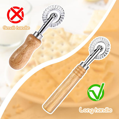 Pastry Cutter Wheel, Professional Pasta Maker Cutter Wheel with Roller, Zinc Alloy Dumpling Lace Dough Noodle Ravioli Pizza Making Cutter for Kitchen