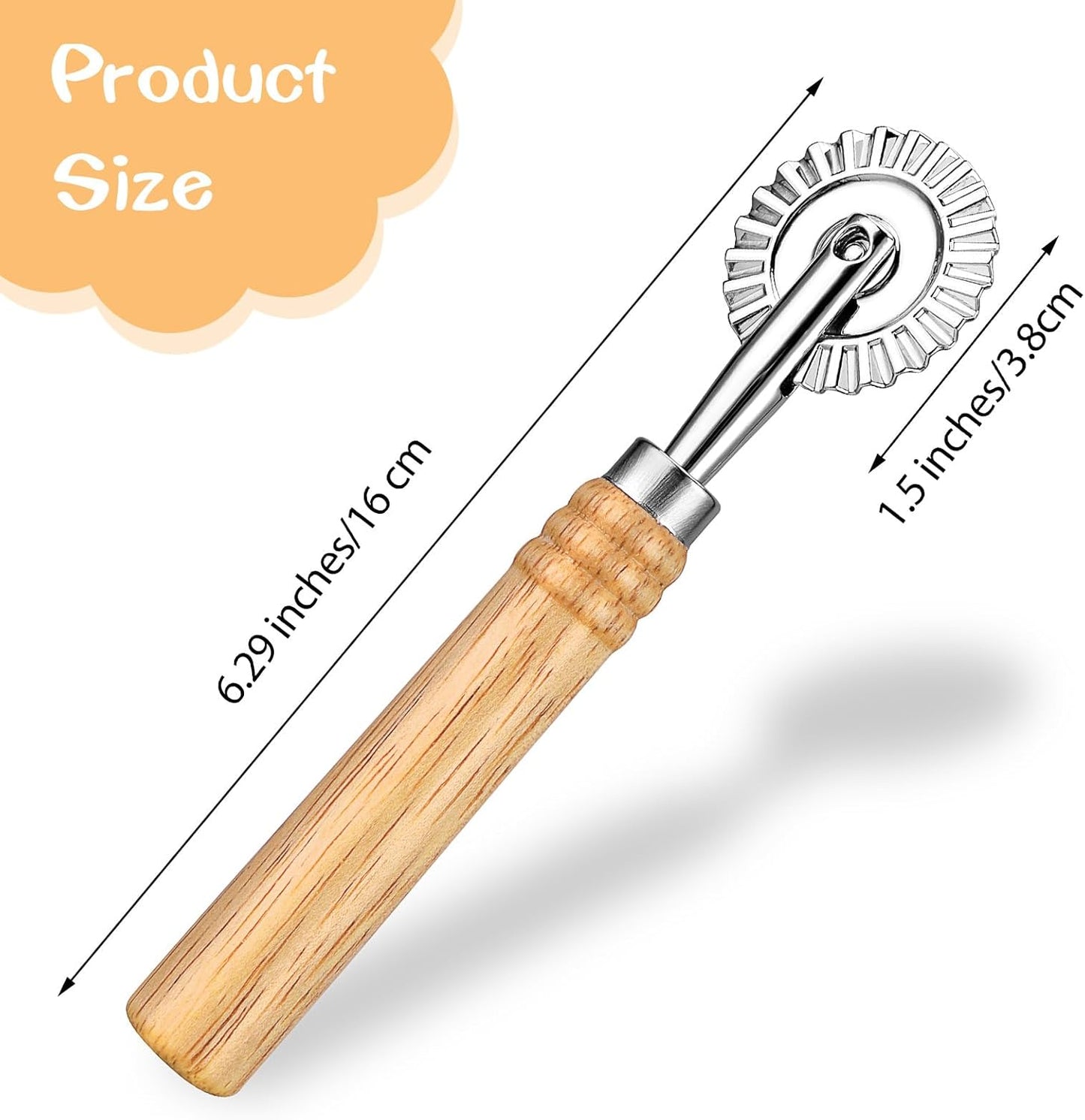 Pastry Cutter Wheel, Professional Pasta Maker Cutter Wheel with Roller, Zinc Alloy Dumpling Lace Dough Noodle Ravioli Pizza Making Cutter for Kitchen