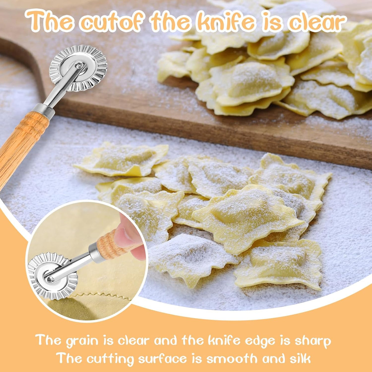 Pastry Cutter Wheel, Professional Pasta Maker Cutter Wheel with Roller, Zinc Alloy Dumpling Lace Dough Noodle Ravioli Pizza Making Cutter for Kitchen