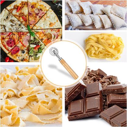 Pastry Cutter Wheel, Professional Pasta Maker Cutter Wheel with Roller, Zinc Alloy Dumpling Lace Dough Noodle Ravioli Pizza Making Cutter for Kitchen