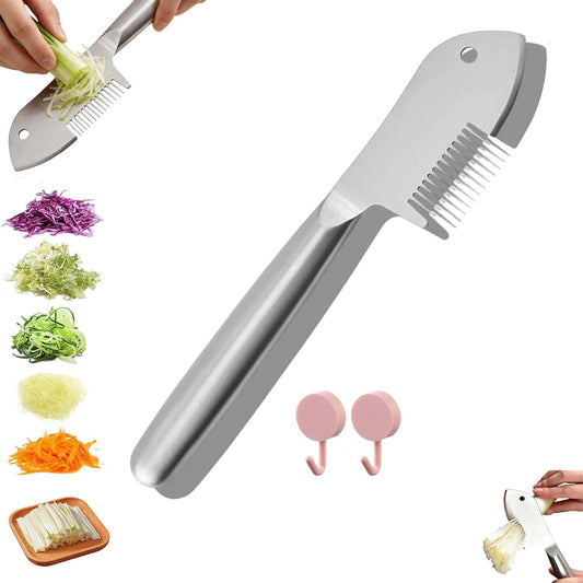 Stainless Steel Multi-purpose Julienne Peeler, Precision Julienne Blade with Ergonomic Handle, Single-Piece Vegetable Julienne Slicer with Comb Shape, Kitchen Shredder Tool for Veggie, Fruit (1)