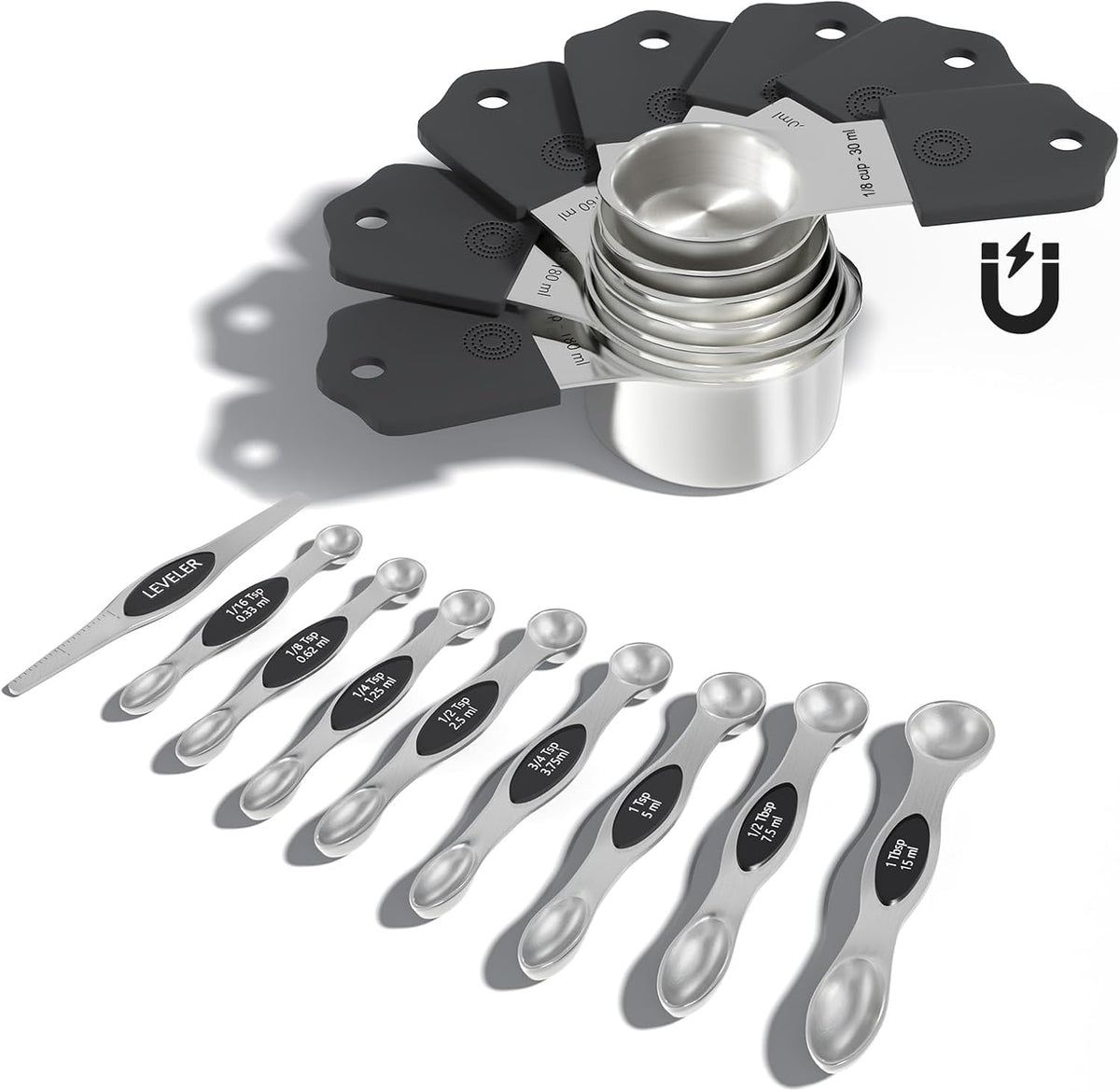16 Pieces Magnetic Measuring Cups & Spoons Set