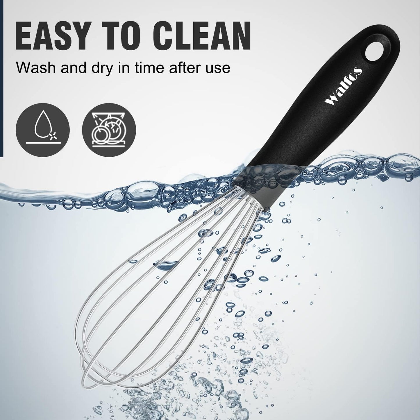Silicone Whisk,Stainless Steel Wire Whisk Set of 3 -Heat Resistant 480°F Kitchen Whisks for Non-stick Cookware,Balloon Egg Beater Perfect for Blending,Whisking,Beating,Frothing & Stirring,Black