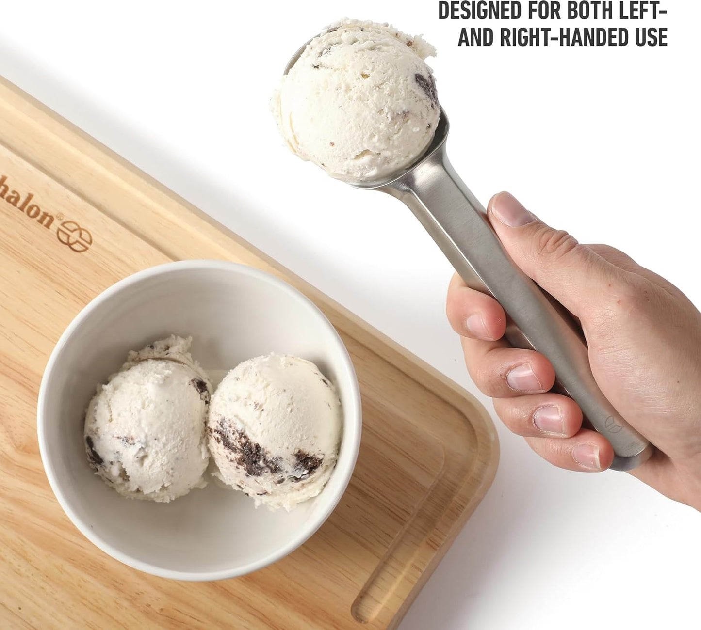 Prime Ice Cream Scoop, Stainless Steel Solid Scoop with Pointed Tip for Easy Scooping, Ice Cream Serving Tool for Gelato & Frozen Desserts, Weighted Handle for Control