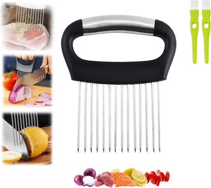 Extra Large Stainless Steel Onion Holder Slicer for Veggies Fruits Meat