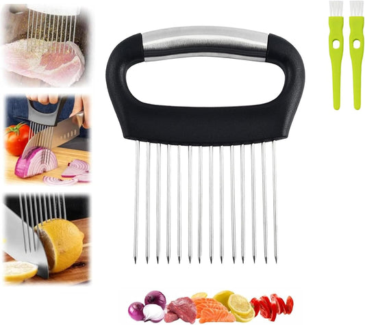 Extra Large Stainless Steel Onion Holder Slicer for Veggies Fruits Meat