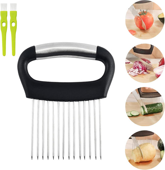 Extra Large Stainless Steel Onion Holder Slicer for Veggies Fruits Meat