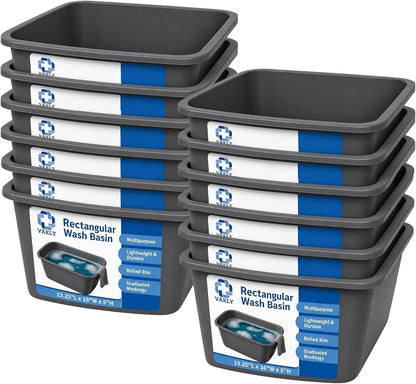 Plastic Wash Basin, 7 Qt, Rectangular, Graduated
