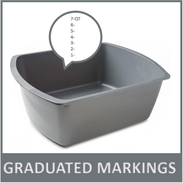 Plastic Wash Basin, 7 Qt, Rectangular, Graduated