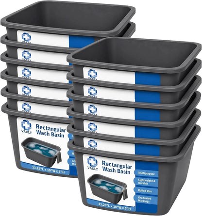 Plastic Wash Basin, 7 Qt, Rectangular, Graduated
