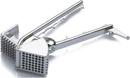 Aluminium Big Garlic Press Masher with Head-Cleaner, Olive Pitter, Nutcracker, Meat Tenderizer & Fish Scraper