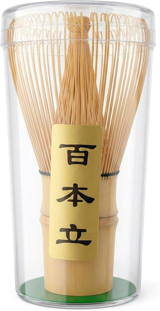 Bamboo Matcha Whisk Set (Chasen) – Traditional Bamboo Whisk for Matcha Tea Ceremony – Handcrafted 100-Prong Chasen for Smooth, Creamy Foam – Authentic Tools & Accessories