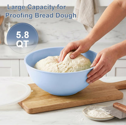 BoxedHome BPA Free Plastic Round Mixing Bowl with Lids, 12 Pack Nesting Bowls with Lids Set, Microwave and Dishwasher Safe Prep & Serving Bowls Great for Mixing, Baking, Serving (White, 12pcs)