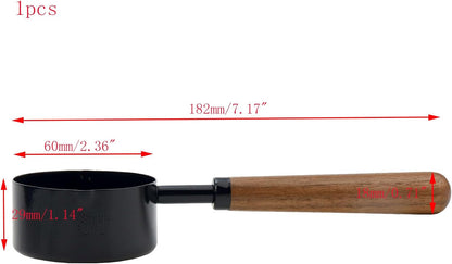 1/3 Cup Stainless Steel Measuring Cup with Wood Handle, 80ml, Black