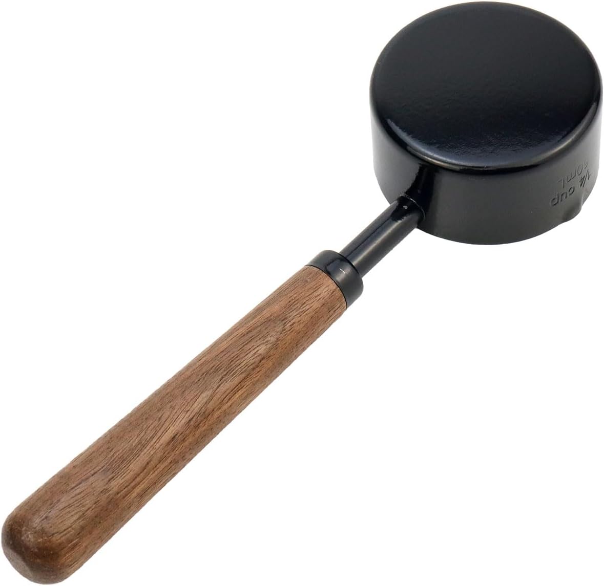 1/3 Cup Stainless Steel Measuring Cup with Wood Handle, 80ml, Black