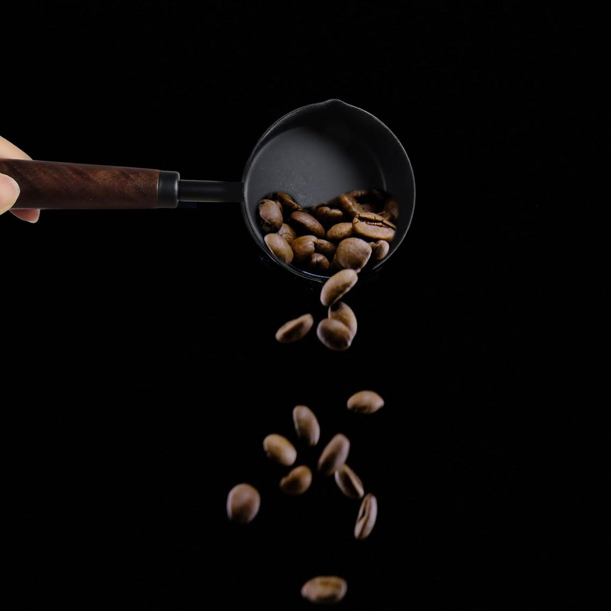 1/3 Cup Stainless Steel Measuring Cup with Wood Handle, 80ml, Black