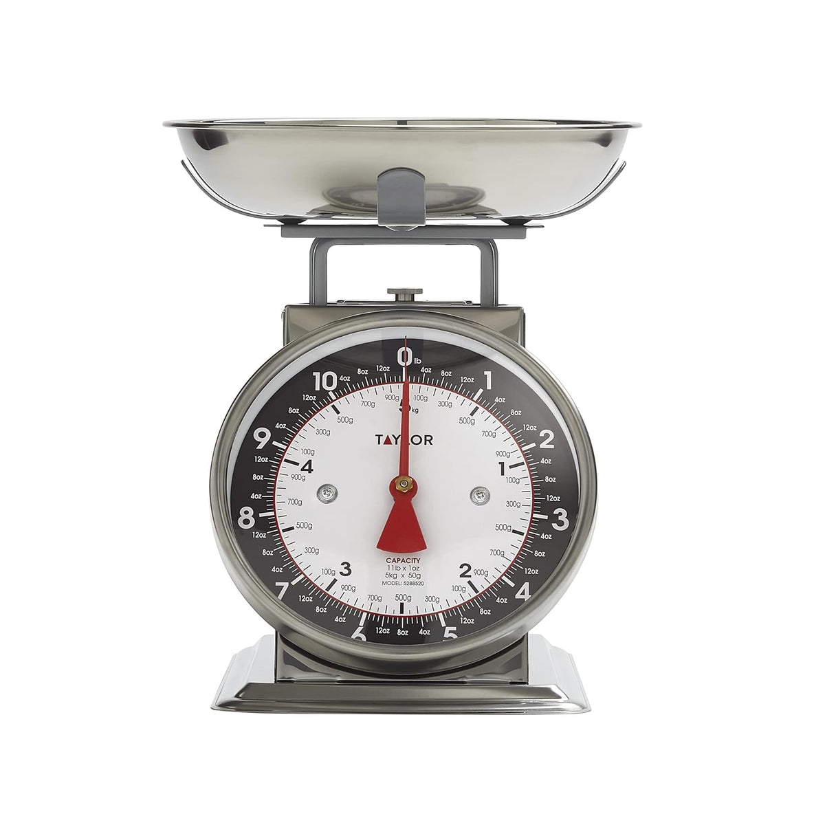 Vintage Mechanical Kitchen Scale - 11 lb Max Capacity, Silver