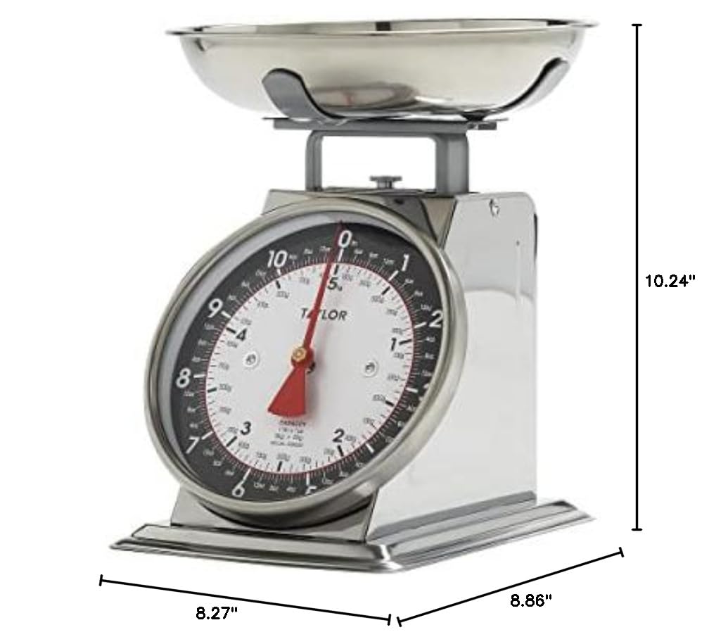 Vintage Mechanical Kitchen Scale - 11 lb Max Capacity, Silver