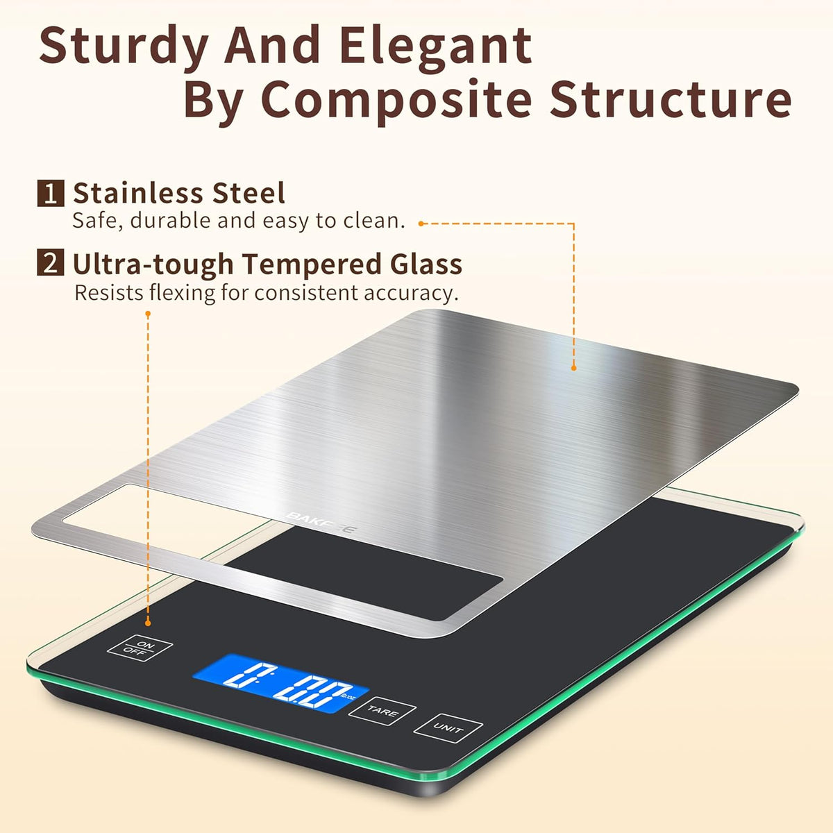Food Scale, 33lb Kitchen Scale with 1g Precision, Rechargeable Black