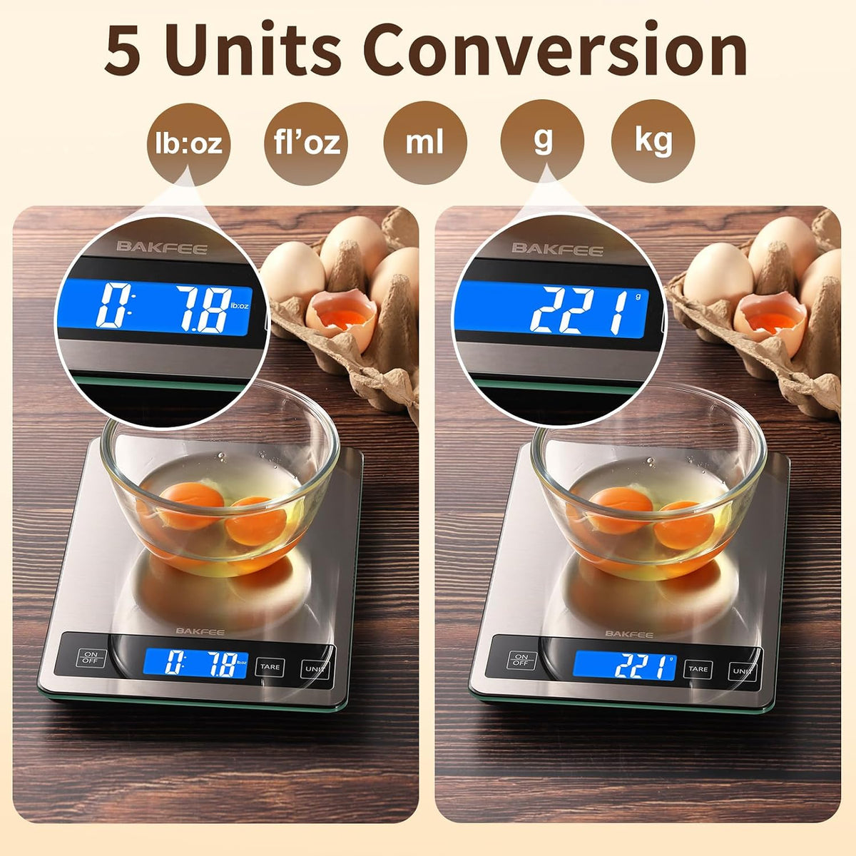 Food Scale, 33lb Kitchen Scale with 1g Precision, Rechargeable Black