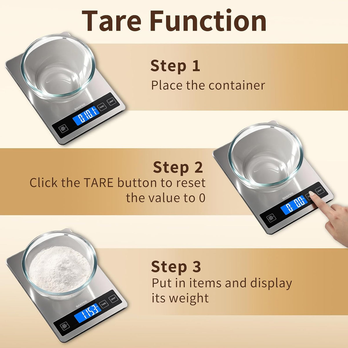 Food Scale, 33lb Kitchen Scale with 1g Precision, Rechargeable Black