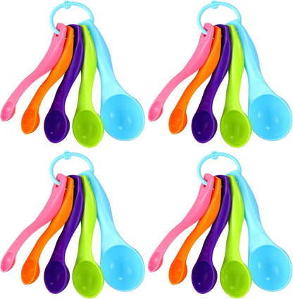 20 Pcs Colorful Plastic Measuring Spoons for Kitchen Baking