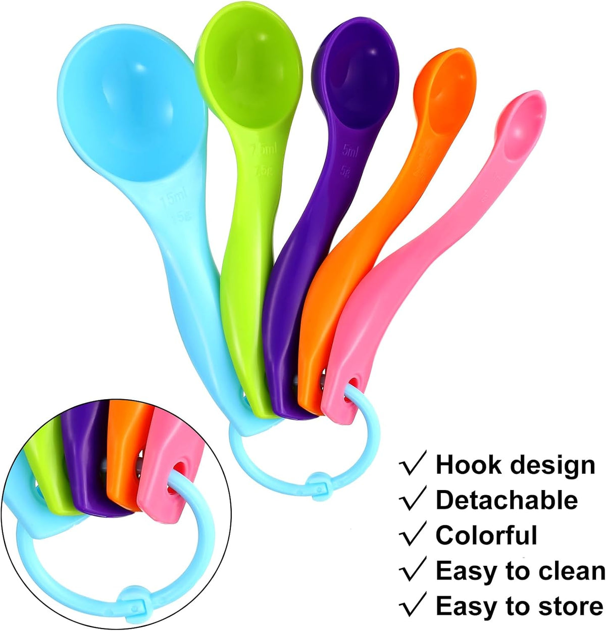 20 Pcs Colorful Plastic Measuring Spoons for Kitchen Baking