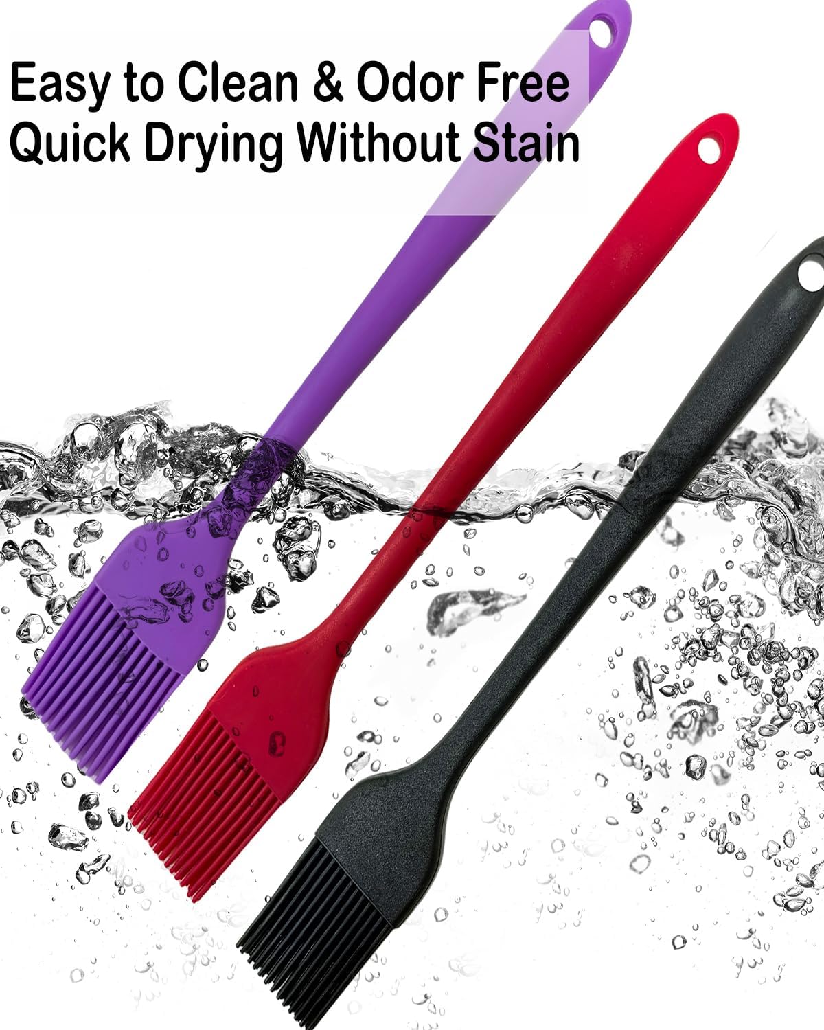 Pastry Brush For Baking,Silicone Basting Brush For Cooking,315°C Heat Resistant Food Brush for Oil & Sauce,Non-Shedding Kitchen Brushes for Butter Bread Meat Egg Wash Cake Baster(3pc Red)
