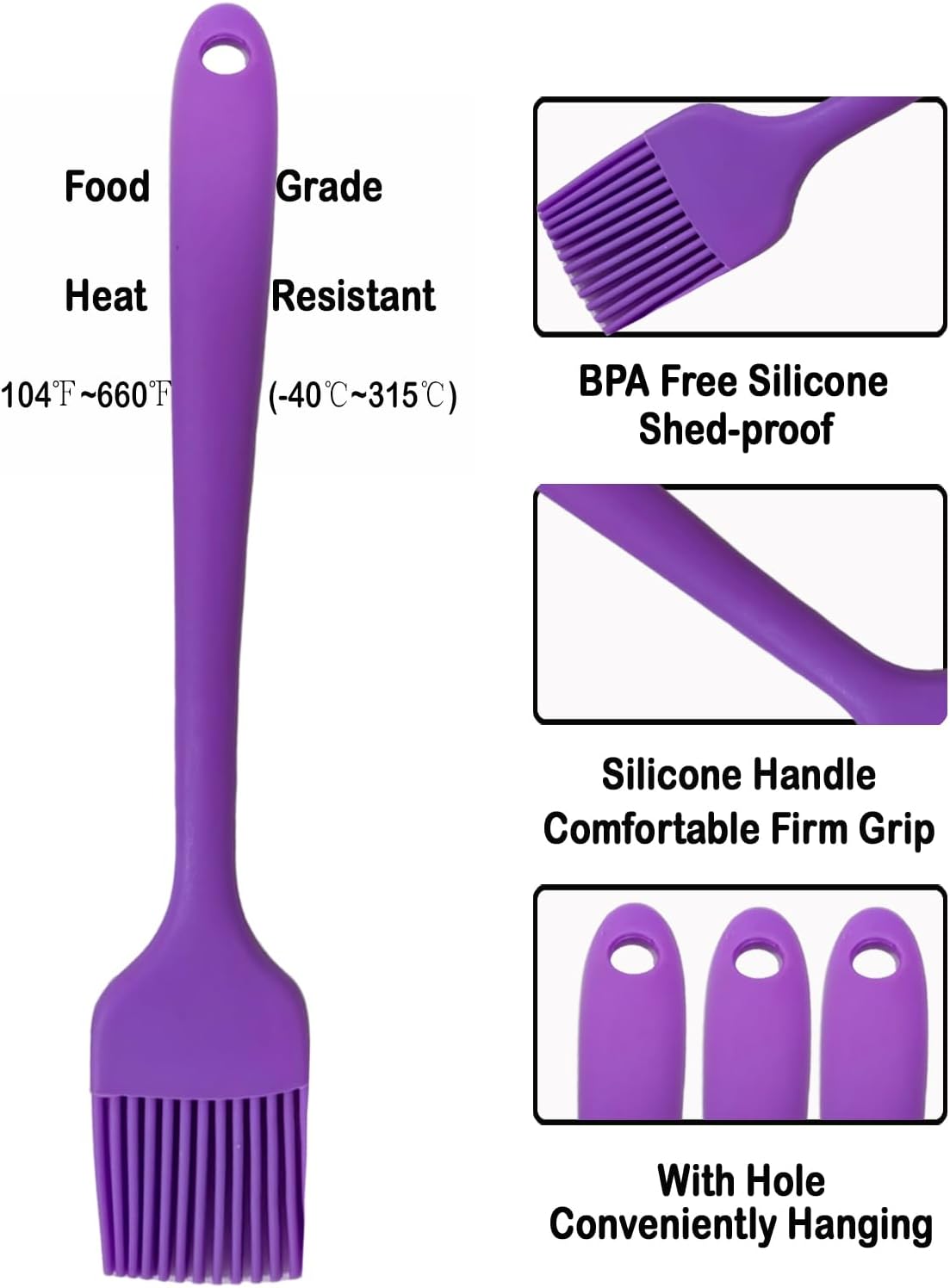Pastry Brush For Baking,Silicone Basting Brush For Cooking,315°C Heat Resistant Food Brush for Oil & Sauce,Non-Shedding Kitchen Brushes for Butter Bread Meat Egg Wash Cake Baster(3pc Red)