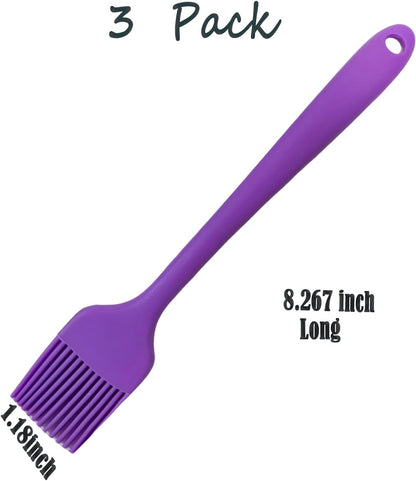 Pastry Brush For Baking,Silicone Basting Brush For Cooking,315°C Heat Resistant Food Brush for Oil & Sauce,Non-Shedding Kitchen Brushes for Butter Bread Meat Egg Wash Cake Baster(3pc Red)
