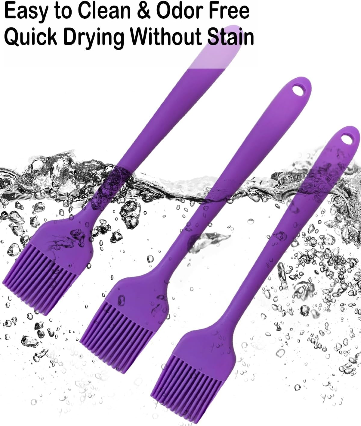 Pastry Brush For Baking,Silicone Basting Brush For Cooking,315°C Heat Resistant Food Brush for Oil & Sauce,Non-Shedding Kitchen Brushes for Butter Bread Meat Egg Wash Cake Baster(3pc Red)