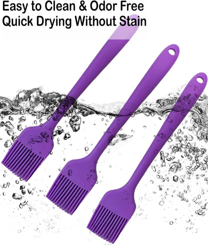 Pastry Brush For Baking,Silicone Basting Brush For Cooking,315°C Heat Resistant Food Brush for Oil & Sauce,Non-Shedding Kitchen Brushes for Butter Bread Meat Egg Wash Cake Baster(3pc Red)