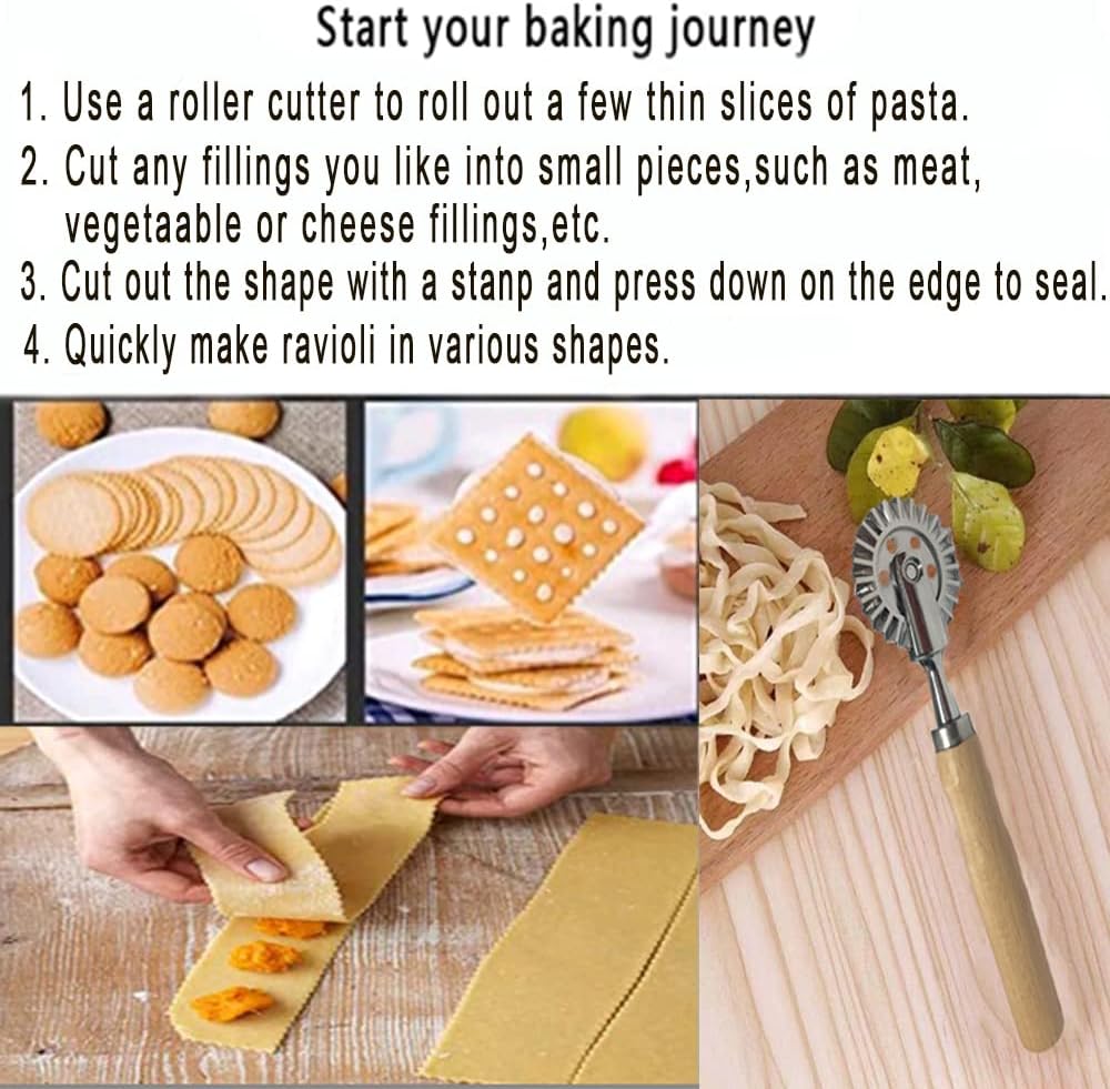 Pastry Wheel Cutter,Pastry and Pasta Cutter Wheel,For Ravioli, Pasta, Dumplings Lasagna, Pierogi - 6.7" Diameter