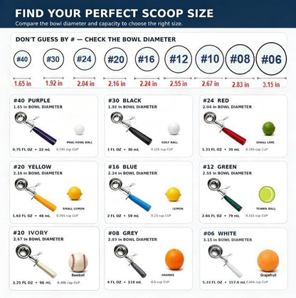 Commercial-Grade Ice Cream Scoop 3.25 oz, 18/8 Stainless Steel Cookie Scoop with Plastic Handle, Portion Control Disher Scoop for Bakeries, Restaurants & Dessert Shops, #10, Ivory