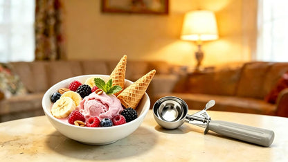 Commercial-Grade Ice Cream Scoop 3.25 oz, 18/8 Stainless Steel Cookie Scoop with Plastic Handle, Portion Control Disher Scoop for Bakeries, Restaurants & Dessert Shops, #10, Ivory