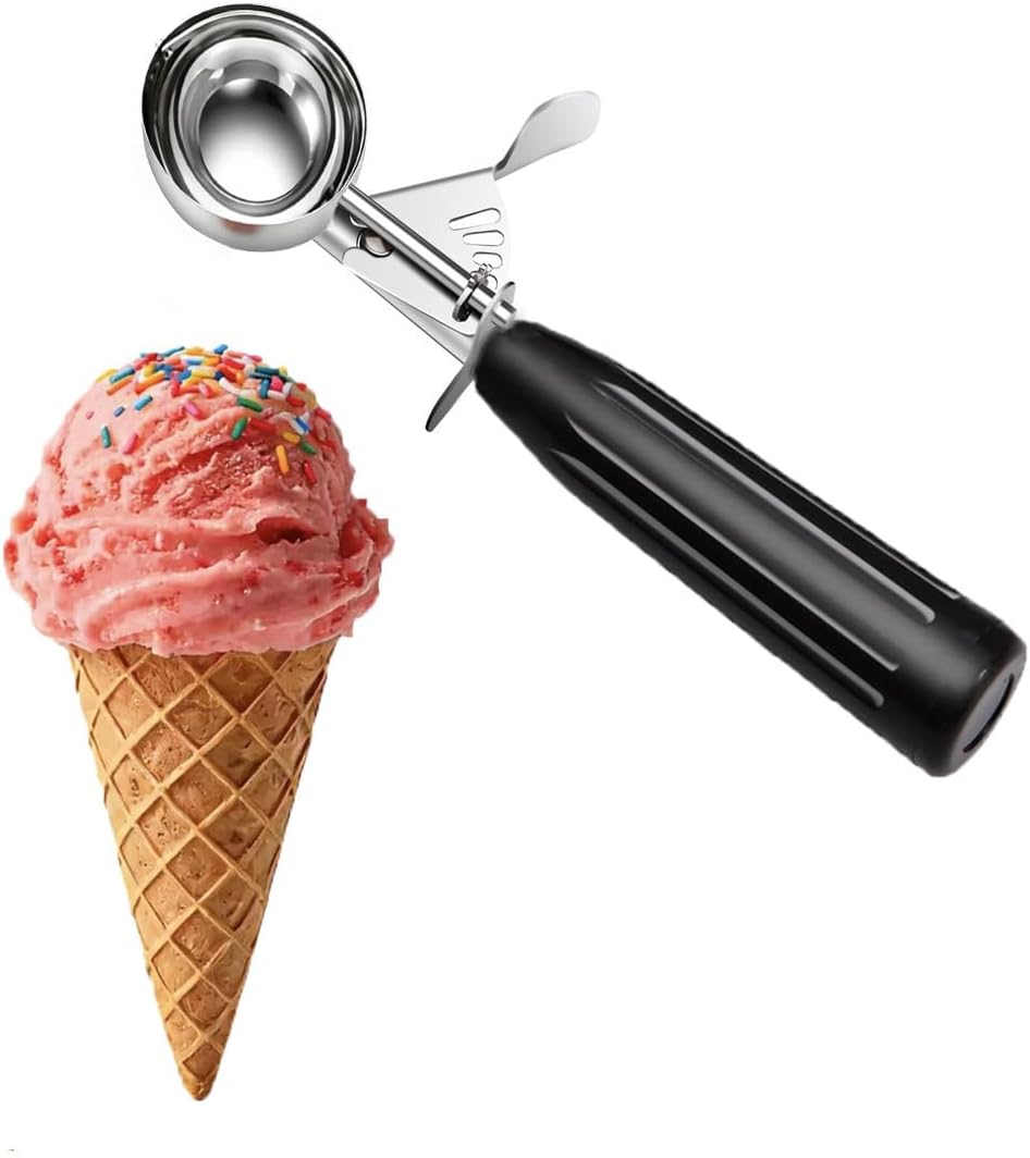 Commercial-Grade Ice Cream Scoop 3.25 oz, 18/8 Stainless Steel Cookie Scoop with Plastic Handle, Portion Control Disher Scoop for Bakeries, Restaurants & Dessert Shops, #10, Ivory