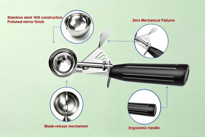 Commercial-Grade Ice Cream Scoop 3.25 oz, 18/8 Stainless Steel Cookie Scoop with Plastic Handle, Portion Control Disher Scoop for Bakeries, Restaurants & Dessert Shops, #10, Ivory
