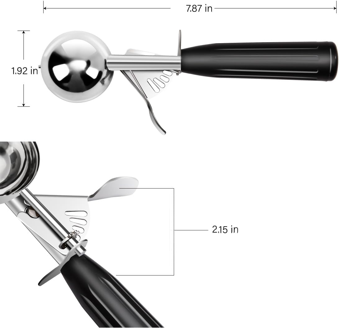 Commercial-Grade Ice Cream Scoop 3.25 oz, 18/8 Stainless Steel Cookie Scoop with Plastic Handle, Portion Control Disher Scoop for Bakeries, Restaurants & Dessert Shops, #10, Ivory