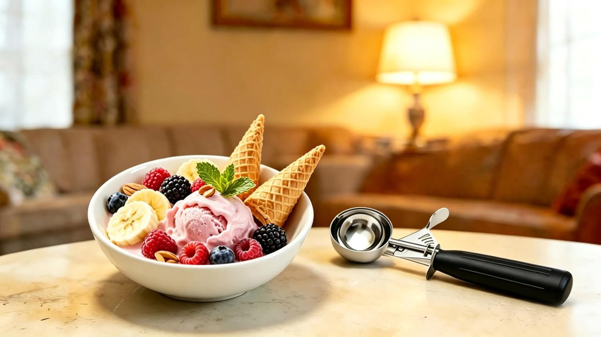 Commercial-Grade Ice Cream Scoop 3.25 oz, 18/8 Stainless Steel Cookie Scoop with Plastic Handle, Portion Control Disher Scoop for Bakeries, Restaurants & Dessert Shops, #10, Ivory